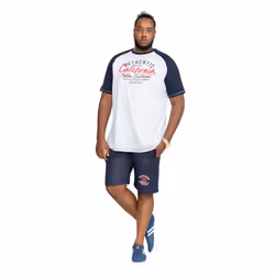 Duke Mens D555 Sparrow California Surf Riders Printed Kingsize Raglan T-Shirt - 6XL, Off White Marl