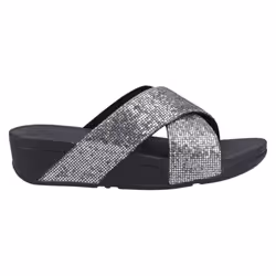FitFlop Womens/Ladies Lulu Glitterball Cross Strap Sliders - 6 UK, Silver