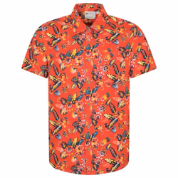 Mountain Warehouse Mens Tropical Leaves Short-Sleeved Shirt - 3XL, Orange