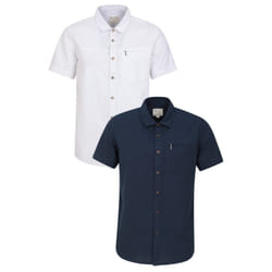 Mountain Warehouse Mens Coconut Textured Slub Short-Sleeved Shirt (Pack of 2) - XL, Dark Blue/White