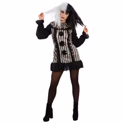 Smiffys Womens/Ladies Vintage Clown Costume Set - 16-18 UK, Black