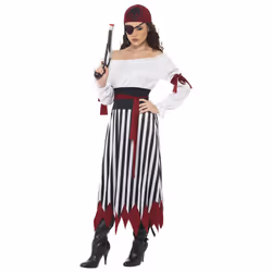 Smiffys Womens/Ladies Pirate Costume Set - L, Black/White