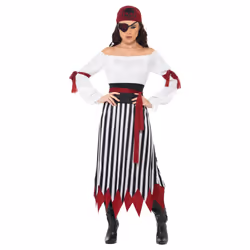Smiffys Womens/Ladies Pirate Costume Set - M, Black/White