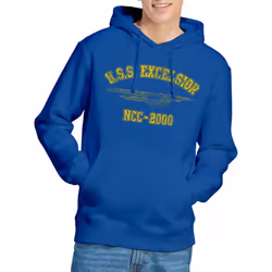 Star Trek Mens Excelsior Athletic Hoodie - L, Royal Blue