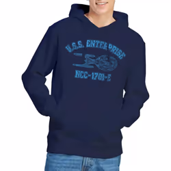 Star Trek Mens Enterprise E Athletic Hoodie - XXL, Navy