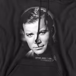 Star Trek Mens Captain Kirk Portrait Hoodie - XXL, Black