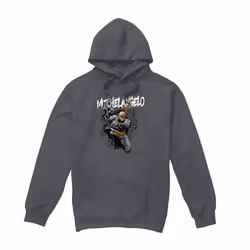 Teenage Mutant Ninja Turtles Mens Michelangelo Hoodie - L, Charcoal