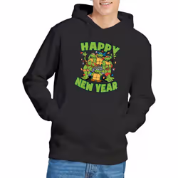 Teenage Mutant Ninja Turtles Mens Group New Year Hoodie - M, Black