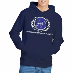 Star Trek Mens United Federation Logo Hoodie - XXL, Navy
