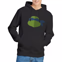 Teenage Mutant Ninja Turtles Mens Leonardo Face Hoodie - L, Black