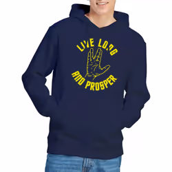 Star Trek Mens Live Long Hand Hoodie - M, Navy