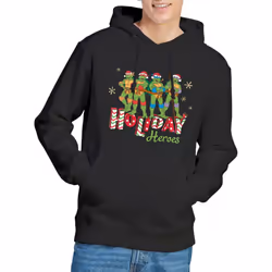 Teenage Mutant Ninja Turtles Mens Holiday Heroes Christmas Hoodie - S, Black