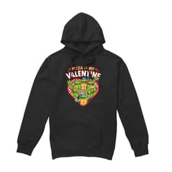 Teenage Mutant Ninja Turtles Mens Pizza Is My Valentine Hoodie - S, Black