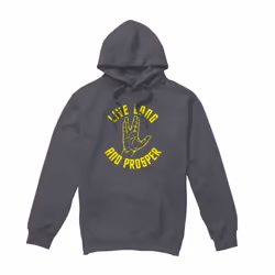 Star Trek Mens Live Long Hand Hoodie - XXL, Charcoal