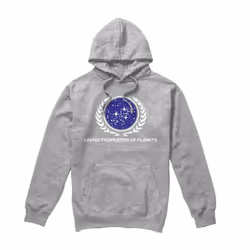 Star Trek Mens United Federation Logo Hoodie - S, Sport Heather