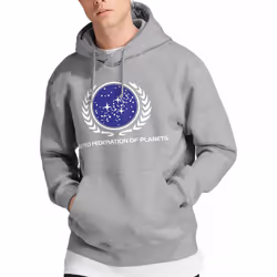 Star Trek Mens United Federation Logo Hoodie - S, Sport Heather