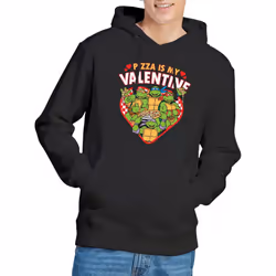 Teenage Mutant Ninja Turtles Mens Pizza Is My Valentine Hoodie - XXL, Black