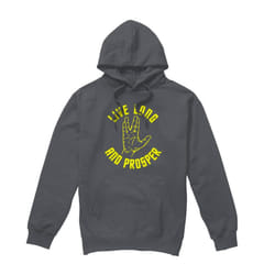 Star Trek Mens Live Long Hand Hoodie - S, Charcoal