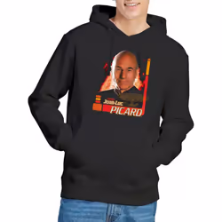 Star Trek Mens Jean-Luc Picard Hoodie - S, Black