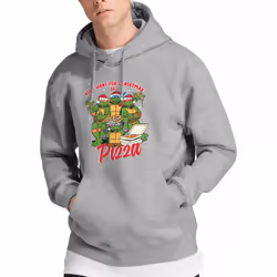 Teenage Mutant Ninja Turtles Mens Pizza Christmas Hoodie - XXL, Sport Heather