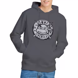 Teenage Mutant Ninja Turtles Mens Rebels Distressed Logo Hoodie - XXL, Charcoal