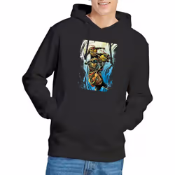 Teenage Mutant Ninja Turtles Mens Cool Rainbow Warriors Hoodie - XXL, Black