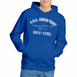 Star Trek Mens Enterprise Athletic Hoodie - XL, Royal Blue