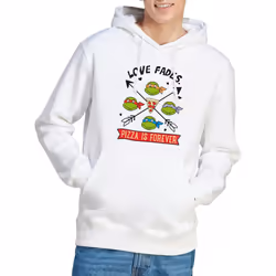 Teenage Mutant Ninja Turtles Mens Pizza Is Forever Hoodie - S, White