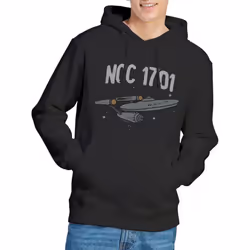 Star Trek Mens The First Enterprise Hoodie - L, Black