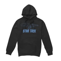Star Trek Mens Enterprise Outline Hoodie - L, Black