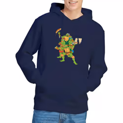 Teenage Mutant Ninja Turtles Mens Pizza Party Hoodie - XXL, Navy
