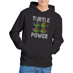 Teenage Mutant Ninja Turtles Mens Turtle Power Faces Hoodie - XXL, Black