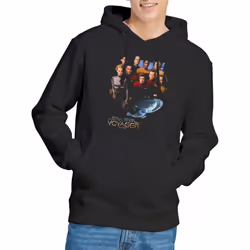 Star Trek Mens Voyager Crew Hoodie - XXL, Black