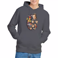 Star Trek Mens Classic Crew Hoodie - XXL, Charcoal
