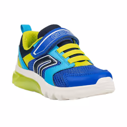 Geox Boys Ciberdron Light Up Trainers - 4 UK Child, Royal Blue/Lime