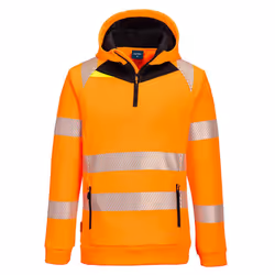 Portwest Unisex Adult DX4 Hi-Vis Quarter Zip Slim Hoodie - 5XL, Orange/Black