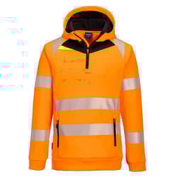 Portwest Unisex Adult DX4 Hi-Vis Quarter Zip Slim Hoodie - 5XL, Orange/Black