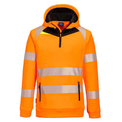 Portwest Unisex Adult DX4 Hi-Vis Quarter Zip Slim Hoodie - XL, Orange/Black