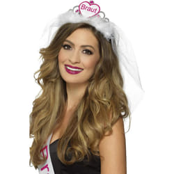 Smiffys Braut Tiara And Veil - One Size, White