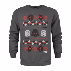 Star Wars Mens Darth Vader Fair Isle Christmas Sweater - L, Charcoal Grey