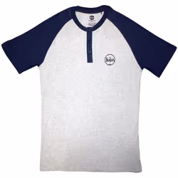 The Beatles Unisex Adult Drum Logo Raglan T-Shirt - S, Grey/Navy Blue