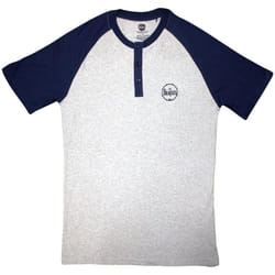 The Beatles Unisex Adult Drum Logo Raglan T-Shirt - S, Grey/Navy Blue