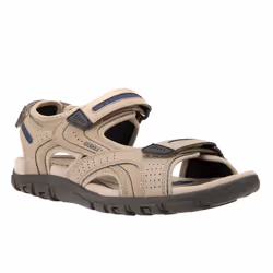 Geox Mens Strada Faux Nubuck Sandals - 10.5 UK, Sand/Navy
