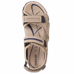 Geox Mens Strada Faux Nubuck Sandals - 10.5 UK, Sand/Navy
