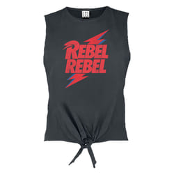 Amplified Womens/Ladies Rebel Rebel David Bowie Sleeveless Tank Top - L, Charcoal