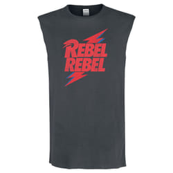 Amplified Unisex Adult Rebel Rebel David Bowie Sleeveless Tank Top - XS, Charcoal
