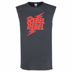 Amplified Unisex Adult Rebel Rebel David Bowie Sleeveless Tank Top - M, Charcoal