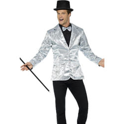 Smiffys Mens Sequins Costume Jacket - L, Silver