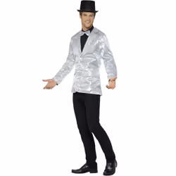 Smiffys Mens Sequins Costume Jacket - L, Silver