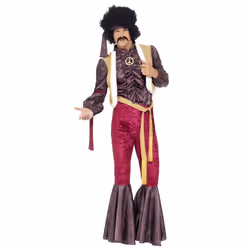 Smiffys Mens 70s Psychedelic Rocker Costume Set - L, Purple/Pink